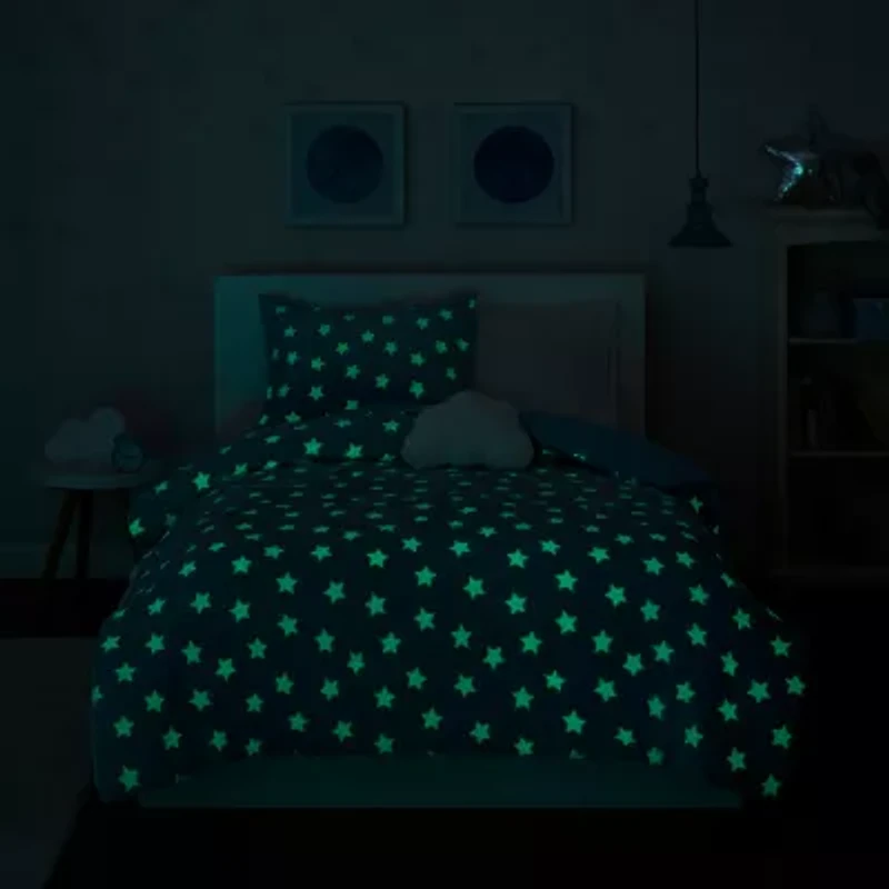 Mi Zone Kids Avery Glow In The Dark Plush Comforter Set with decorative pillow