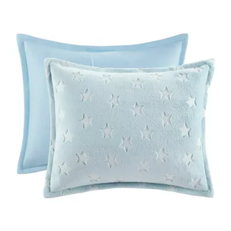 Mi Zone Kids Avery Glow In The Dark Plush Comforter Set with decorative pillow