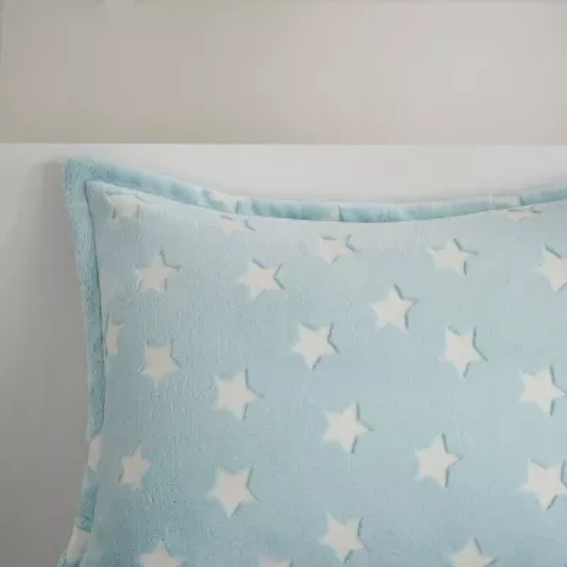 Mi Zone Kids Avery Glow In The Dark Plush Comforter Set with decorative pillow
