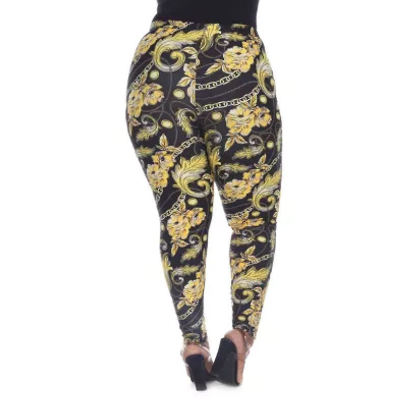 White Mark Womens Mid Rise 26" Plus Full Length Leggings