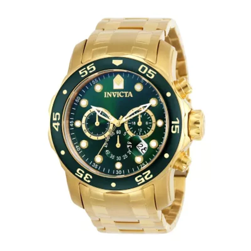 Invicta Pro Diver Mens Chronograph Gold Tone Stainless Steel Bracelet Watch 0075