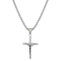 J.P. Army Men's Jewelry Stainless Steel 22 Inch Link Cross Pendant Necklace