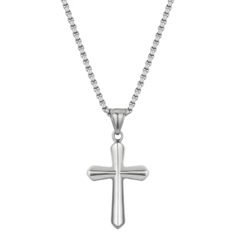 J.P. Army Men's Jewelry Stainless Steel 22 Inch Link Cross Pendant Necklace