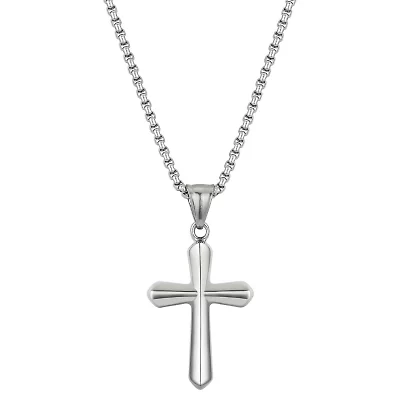 J.P. Army Men's Jewelry Stainless Steel 22 Inch Link Cross Pendant Necklace
