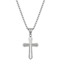 J.P. Army Men's Jewelry Stainless Steel 22 Inch Link Cross Pendant Necklace