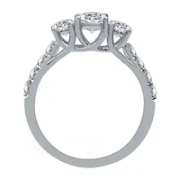 (H-I / I1) Womens 1 1/4 CT. T.W. Lab Grown White Diamond 10K Gold Round 3-Stone Engagement Ring