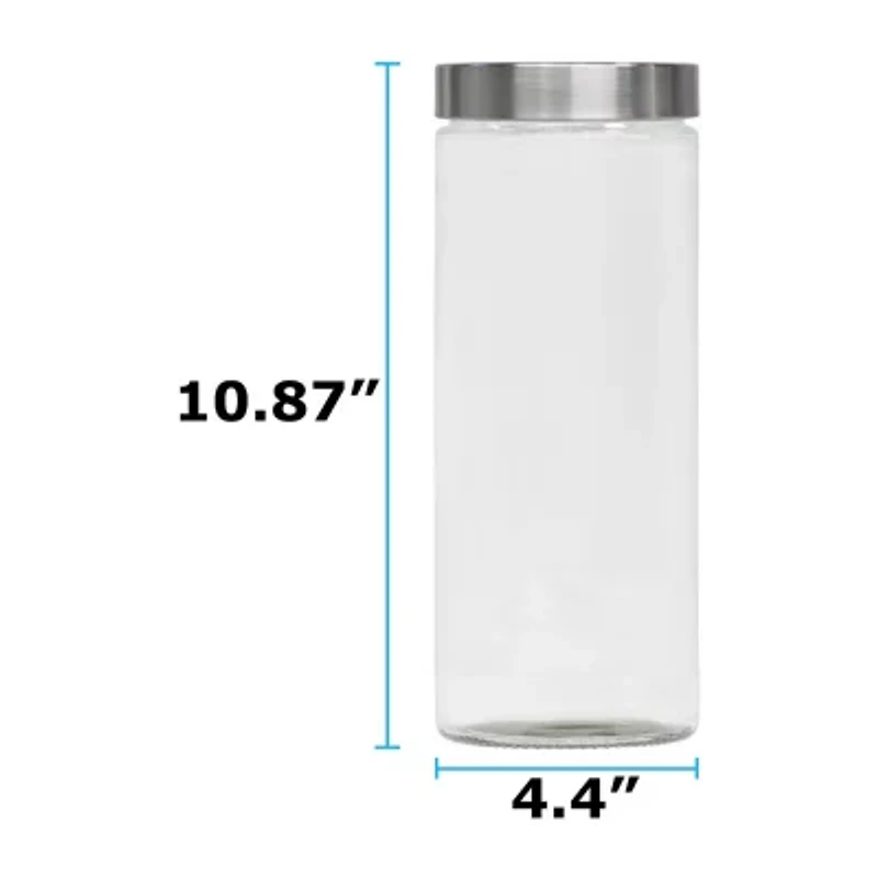 Blue Donuts Glass Storage Jar Silver Lid 67 Oz Food Container
