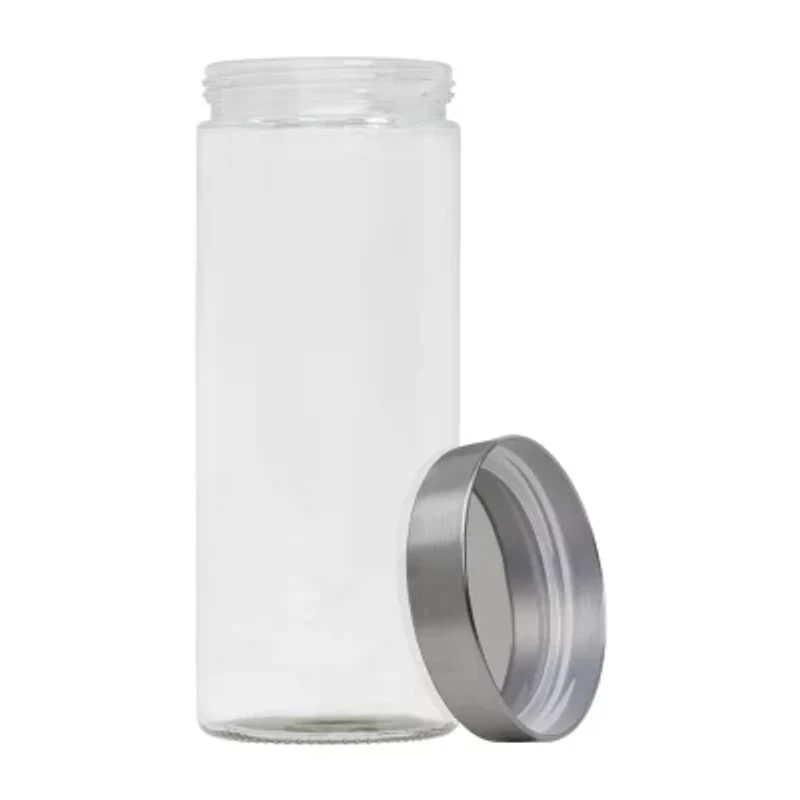 Blue Donuts Glass Storage Jar Silver Lid 67 Oz Food Container