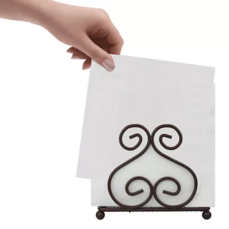 Blue Donuts Scroll Collection Bronze Napkin Holder - 1 Pair