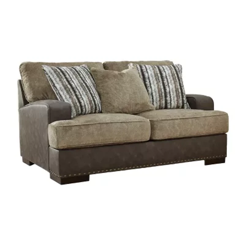 Signature Design by Ashley® Alesbury Faux Leather Track-Arm Loveseat
