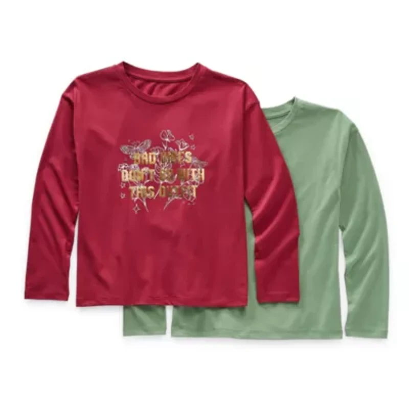 Thereabouts Little & Big Kid Girls Round Neck Long Sleeve Regular Fit 2-pc. Graphic T-Shirt