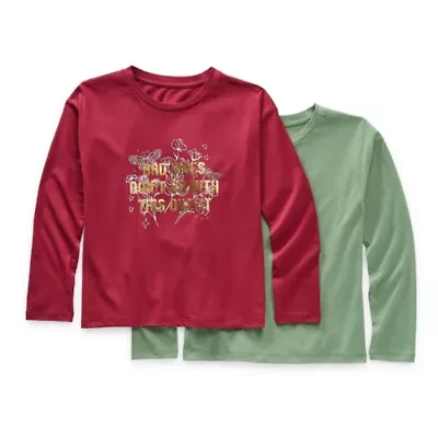 Thereabouts Little & Big Kid Girls Round Neck Long Sleeve Regular Fit 2-pc. Graphic T-Shirt