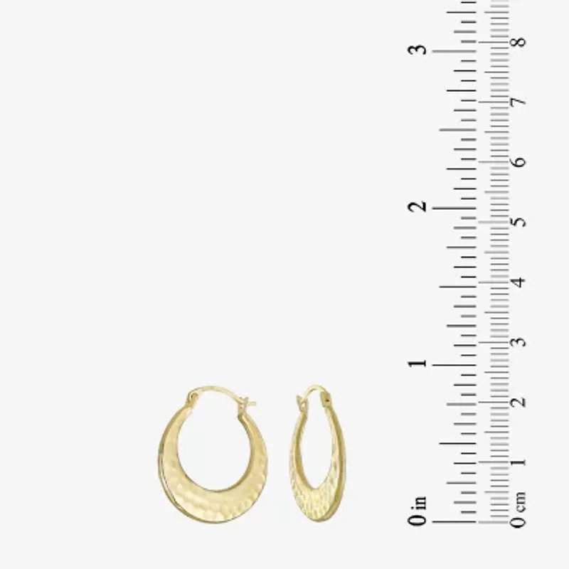 Hammered Womens 14K Gold 20mm Round Hoop Earrings
