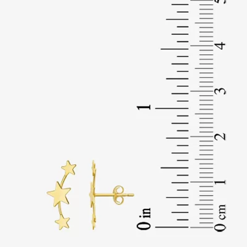 Womens 10K Gold Star Drop Earrings