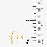 Womens 10K Gold Star Drop Earrings