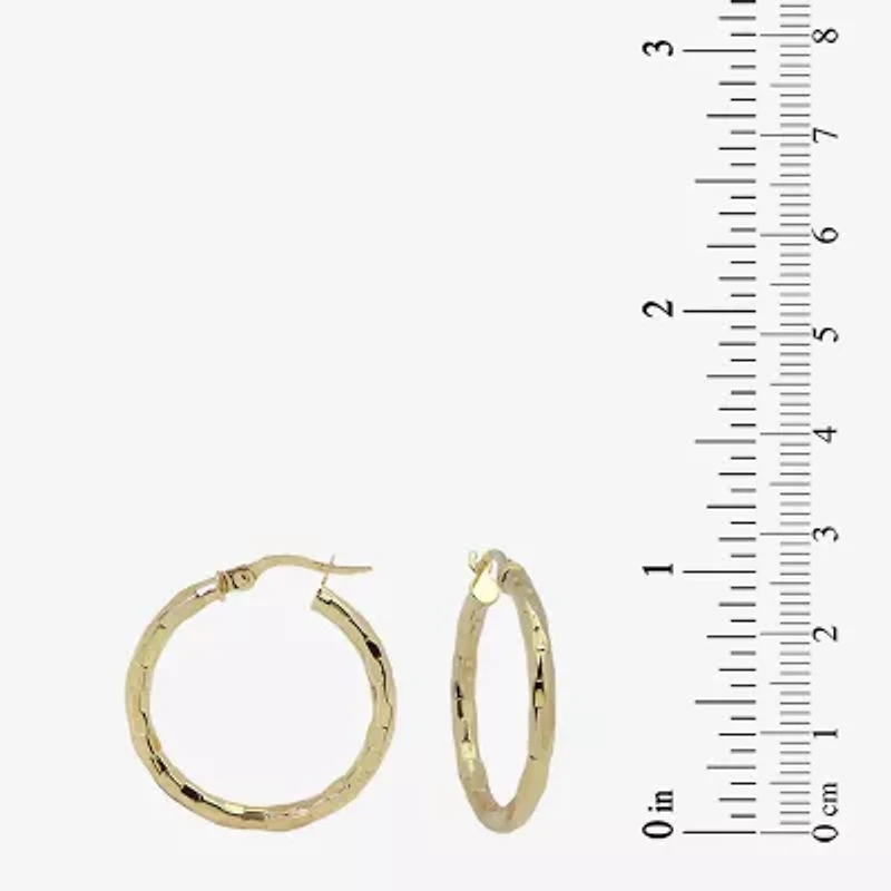 14K Yellow Gold 25mm Diamond-Cut Hoop Earrings