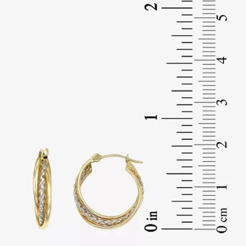 14K Two-Tone Gold 16mm Interlocking Twisted Hoop Earrings