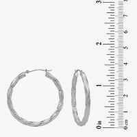 14K White Gold Twisted Hoop Earrings