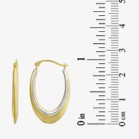 Womens 10K Two Tone Gold 14K Gold 25mm Hoop Earrings