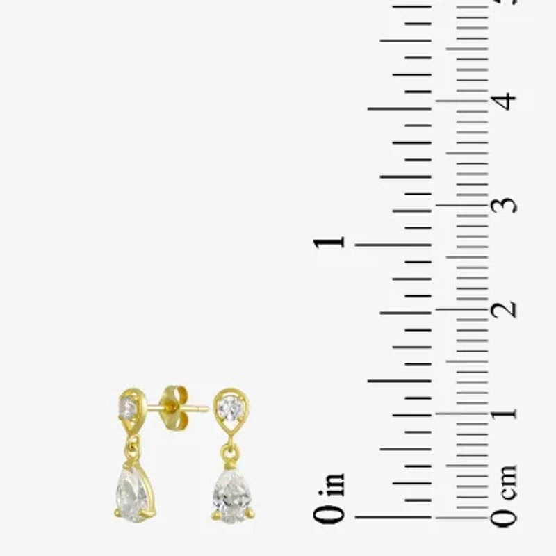 Womens Cubic Zirconia 14K Gold Drop Earrings