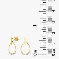 Womens Cubic Zirconia 14K Gold Drop Earrings