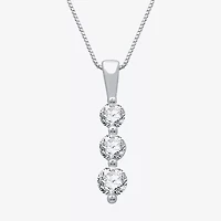 3-Stone Linear (H-I / I1) Womens 1/2 CT. T.W. Lab Grown White Diamond 10K Gold 18 Inch Pendant Necklace