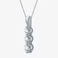 3-Stone Linear (H-I / I1) Womens 1/2 CT. T.W. Lab Grown White Diamond 10K Gold 18 Inch Pendant Necklace