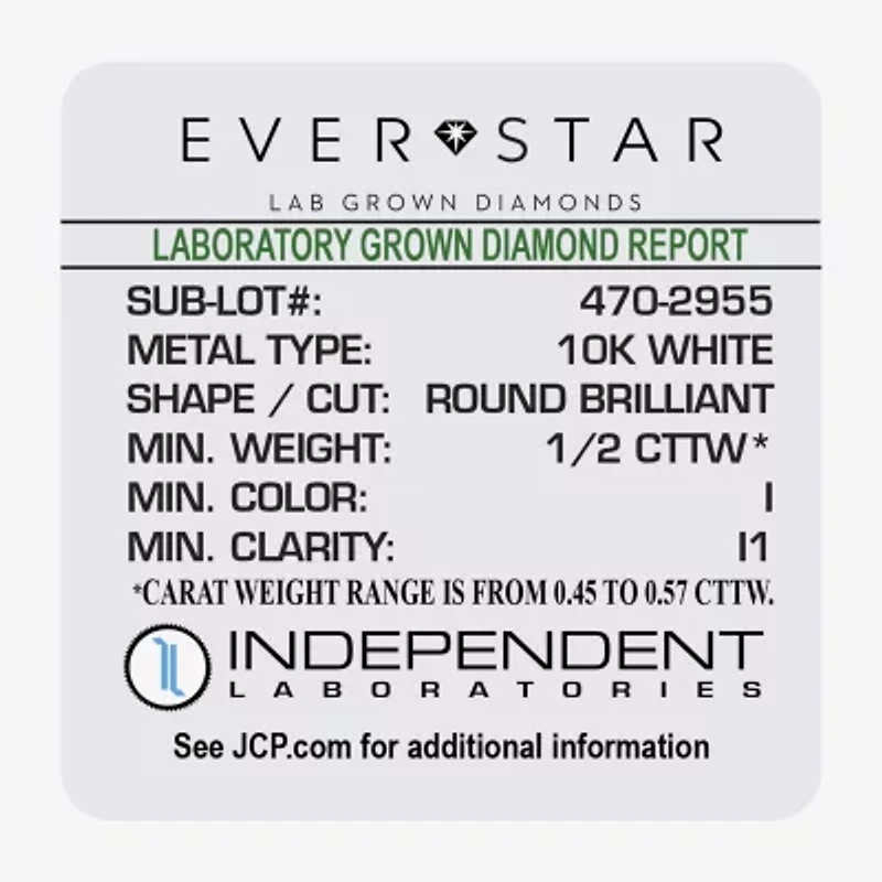 3-Stone Linear (H-I / I1) Womens 1/2 CT. T.W. Lab Grown White Diamond 10K Gold 18 Inch Pendant Necklace