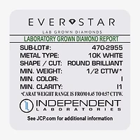 3-Stone Linear (H-I / I1) Womens 1/2 CT. T.W. Lab Grown White Diamond 10K Gold 18 Inch Pendant Necklace