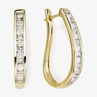 1 CT.T.W. Natural Diamond 10K Yellow Gold Hoop Earrings