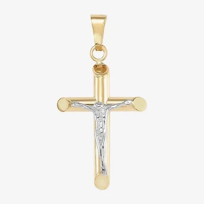 Crucifix Unisex Adult 14K Two Tone Gold Cross Pendant
