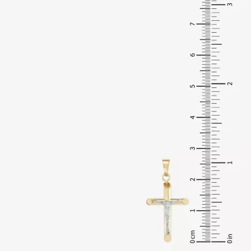 Crucifix Unisex Adult 14K Two Tone Gold Cross Pendant