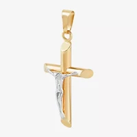 Crucifix Unisex Adult 14K Two Tone Gold Cross Pendant