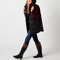 St. John's Bay Womens Hooded Midweight Puffer Vest