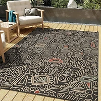 LR Home Abstract Tribal 24"X36" Indoor Outdoor Rectangular Accent Rug