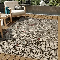 LR Home Abstract Tribal 24"X36" Indoor Outdoor Rectangular Accent Rug