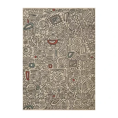 LR Home Abstract Tribal 24"X36" Indoor Outdoor Rectangular Accent Rug