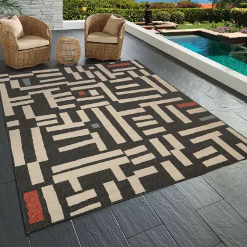 LR Home Graphic Print Indoor Outdoor Rectangular Area Rug