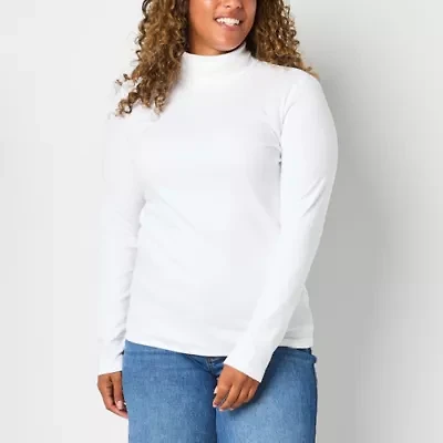 St. John's Bay Womens Turtleneck Long Sleeve T-Shirt