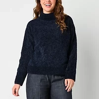 Liz Claiborne Womens Mock Neck Long Sleeve Pullover Sweater