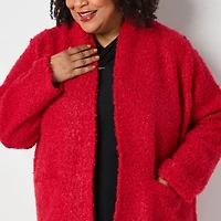 Liz Claiborne Womens Long Sleeve Open Front Plus Cardigan