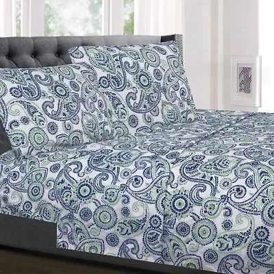 Sweet Home Collection™ Modern Paisley Printed Sheet Set, Double Brushed Microfiber