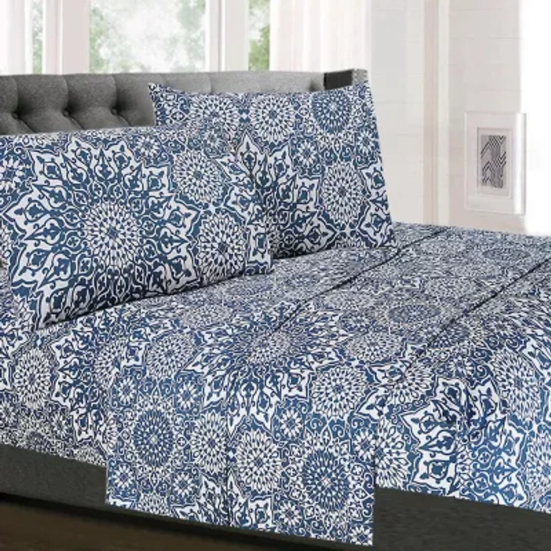 Sweet Home Collection™ Oasis Printed Sheet Set, Double Brushed Microfiber