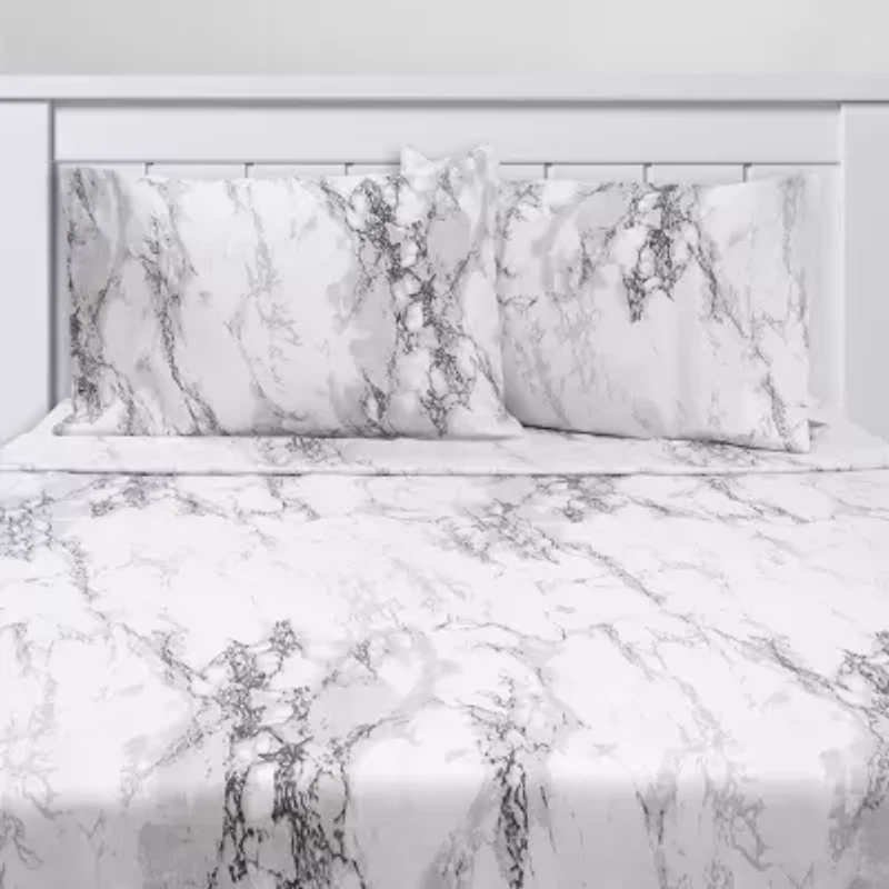 Sweet Home Collection™ Marble Printed Sheet Set, Double Brushed Microfiber