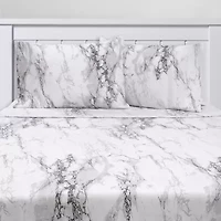 Sweet Home Collection™ Marble Printed Sheet Set, Double Brushed Microfiber