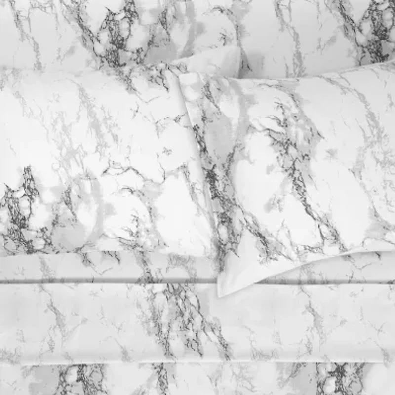 Sweet Home Collection™ Marble Printed Sheet Set, Double Brushed Microfiber