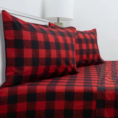 Sweet Home Collection™ Buffalo Printed Sheet Set, Double Brushed Microfiber