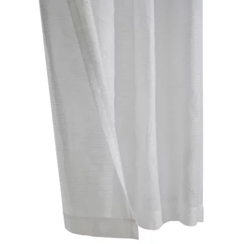 Diamante Grommet Top Embroidered Sheer Single Curtain Panel