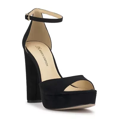 JS Jessica Simpson Womens Izzella Round Open Toe Chunky Heel Pumps