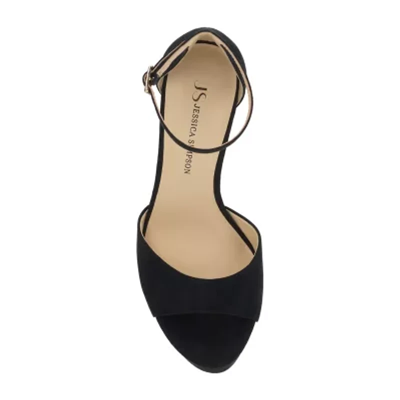 JS Jessica Simpson Izzella Womens Round Open Toe Chunky Heel Pumps
